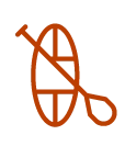 Paddleboarding Icon – Camps Calima Icon of a paddleboard symbolizing paddleboarding activities at Camps Calima.